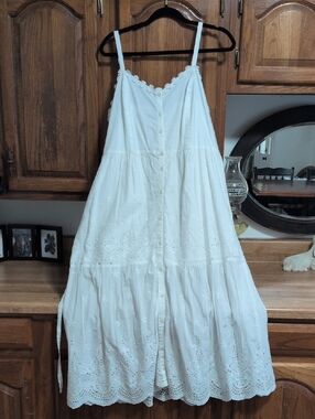 Wrangler White Eyelet Button-Front Maxi Dress